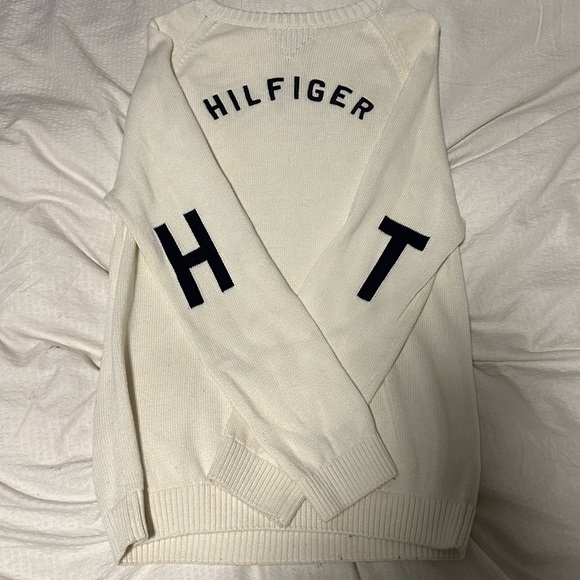 WHITE KNIT TOMMY HILFIGER VINTAGE CREWNECK XL UNISEX - Picture 7 of 10